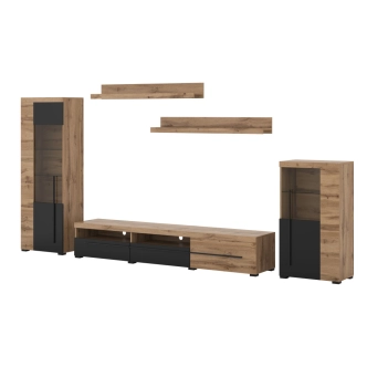 Obývací stěna TYLTA typ 2, dub wotan/černá