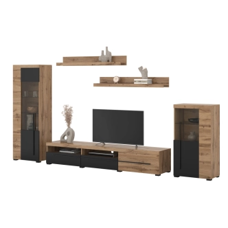 Obývací stěna TYLTA typ 2, dub wotan/černá