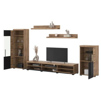 Obývací stěna TYLTA typ 2, dub wotan/černá