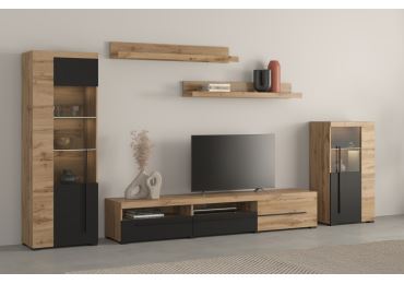 Obývací stěna TYLTA typ 2, dub wotan/černá