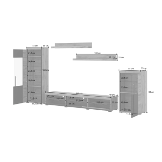 Obývací stěna TYLTA typ 2, ořech satin/touchwood