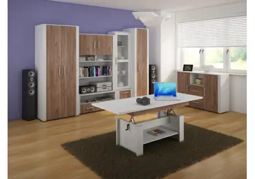 Obývací stěna WUBIN 2, craft bílý/craf tobaco/craft bílý