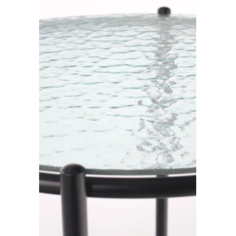 Odkládací stolek AKIO-S, sklo/černá DOPRODEJ