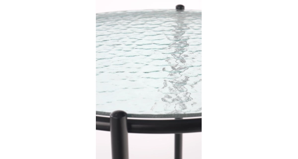 Odkládací stolek AKIO-S, sklo/černá DOPRODEJ