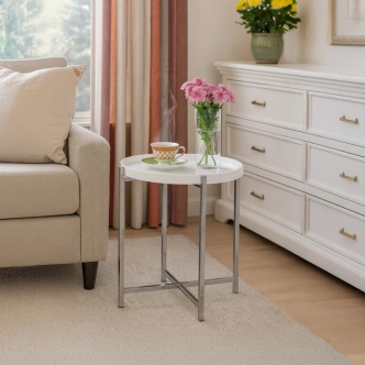 Odkládací stolek AVITAL, bílá/chrom