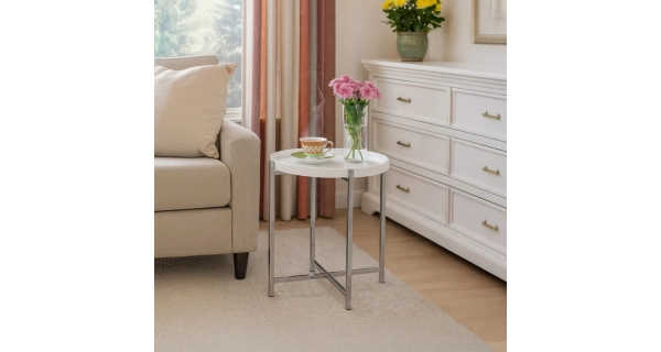 Odkládací stolek AVITAL, bílá/chrom