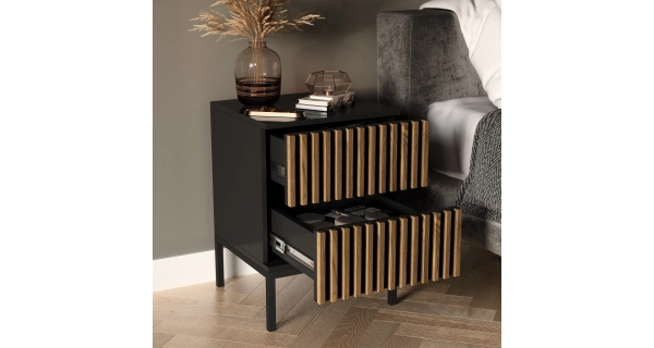 Odkládací stolek CHRISTOBEL, černý mat/dub artisan