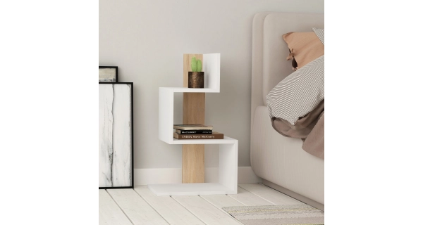 Odkládací stolek CLOVIS, bílá/dub