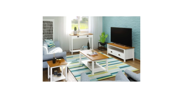 Odkládací stolek FEMI, bílá/hnědá