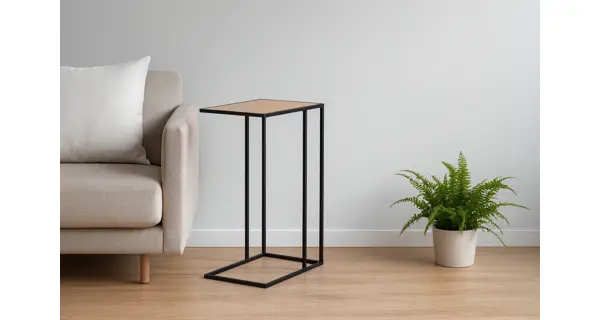 Odkládací stolek HALZAN, přírodní/kov