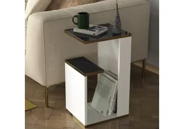 Odkládací stolek MIRAM, bílá/marble