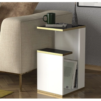 Odkládací stolek MIRAM, bílá/marble