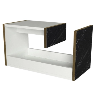 Odkládací stolek MIRAM, bílá/marble