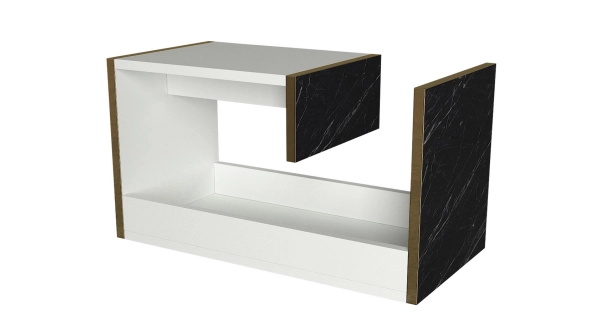 Odkládací stolek MIRAM, bílá/marble