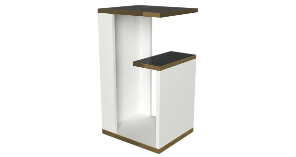 Odkládací stolek MIRAM, bílá/marble