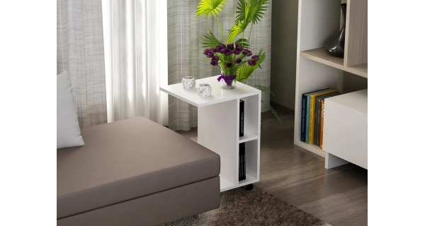 Odkládací stolek na kolečkách STOK, bílý