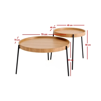 Odkládací stolek OLTARIS, přírodní - sada 2 ks