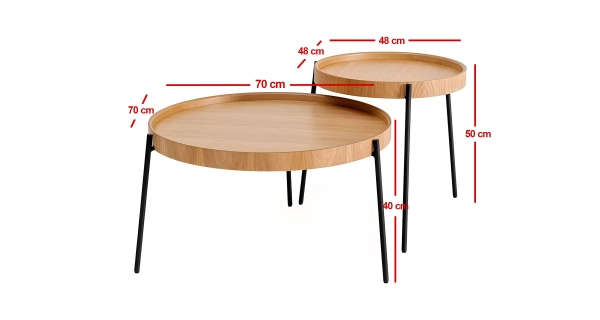 Odkládací stolek OLTARIS, přírodní - sada 2 ks