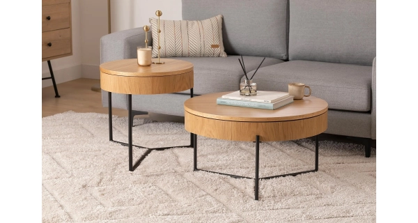 Odkládací stolek REMDRON, přírodní - sada 2 ks