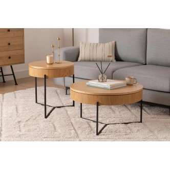 Odkládací stolek REMDRON, přírodní - sada 2 ks