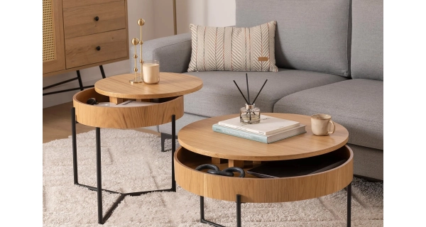 Odkládací stolek REMDRON, přírodní - sada 2 ks