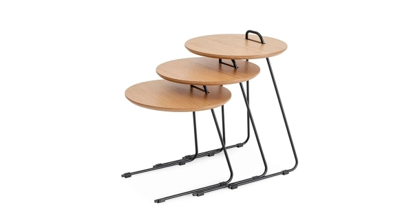 Odkládací stolek SANFO, přírodní - sada 3 ks