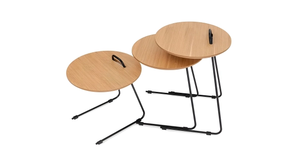 Odkládací stolek SANFO, přírodní - sada 3 ks