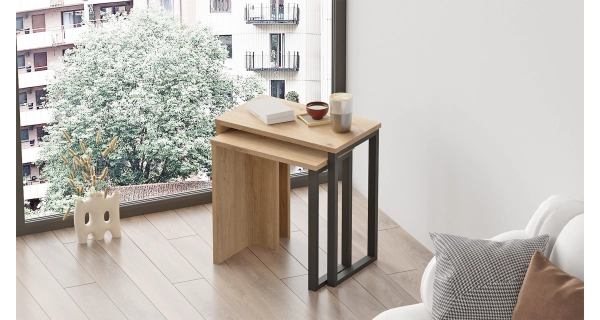 Odkládací stolek VELVON, vlašský ořech - sada 2 ks