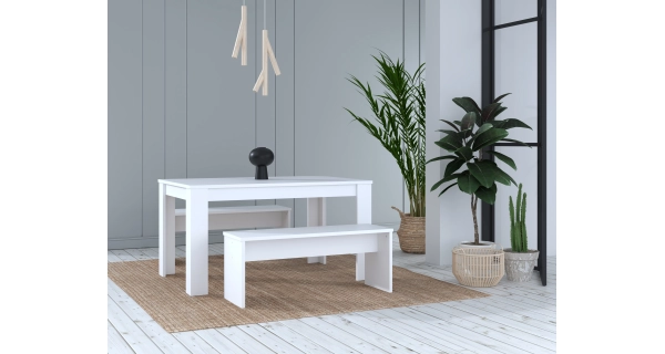 ORIVOR stůl s lavicemi, bílá, 5 let záruka