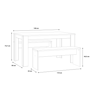 ORIVOR stůl s lavicemi, dub sonoma, 5 let záruka
