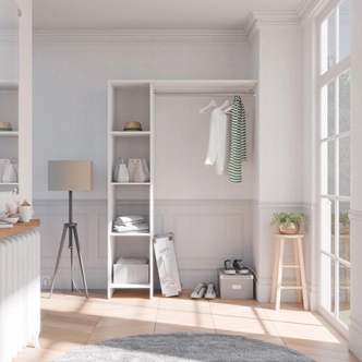 Otevřená šatní skříň LINLON, bílý mat