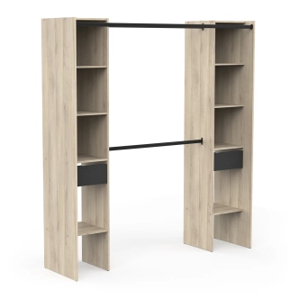 Otevřená šatní skříň TRERIS, dub kronberg/černá