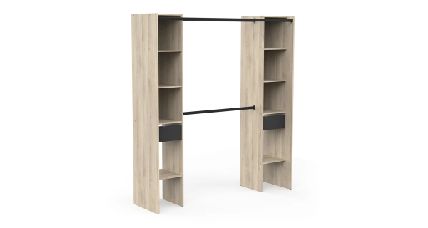 Otevřená šatní skříň TRERIS, dub kronberg/černá