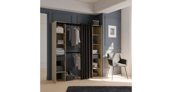 Otevřená šatní skříň TRERIS, dub kronberg/černá