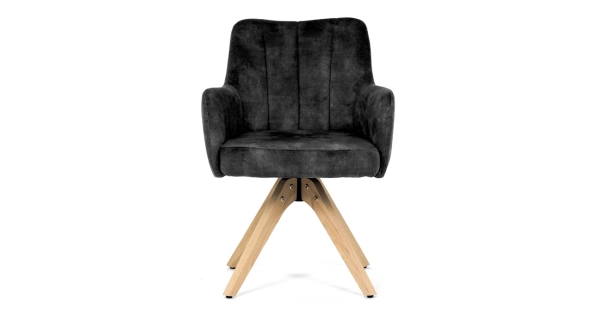 Otočná jídelní židle ARQUINHAL, černá látka, dub