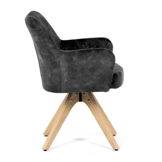 Otočná jídelní židle ARQUINHAL, černá látka, dub