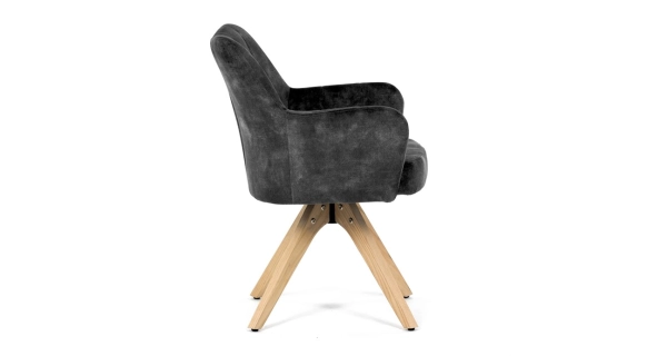 Otočná jídelní židle ARQUINHAL, černá látka, dub