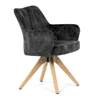 Otočná jídelní židle ARQUINHAL, černá látka, dub