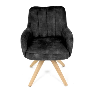 Otočná jídelní židle ARQUINHAL, černá látka, dub