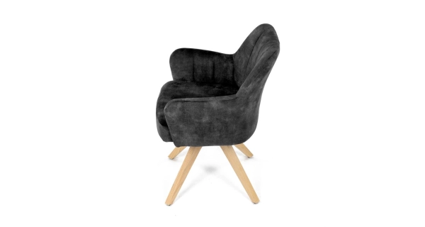 Otočná jídelní židle ARQUINHAL, černá látka, dub