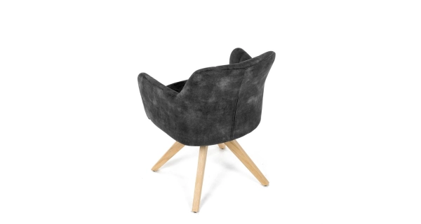 Otočná jídelní židle ARQUINHAL, černá látka, dub