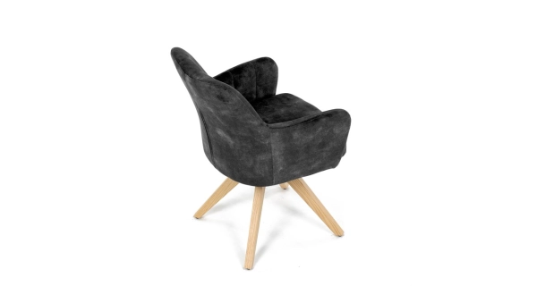 Otočná jídelní židle ARQUINHAL, černá látka, dub