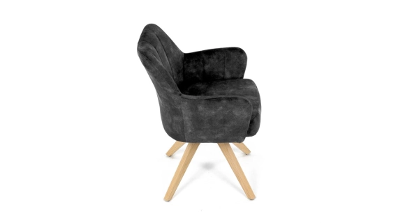 Otočná jídelní židle ARQUINHAL, černá látka, dub