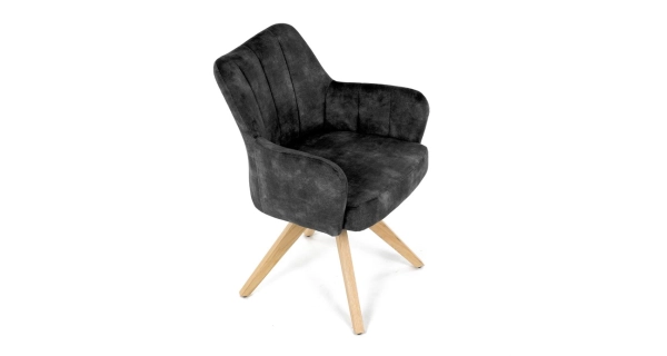 Otočná jídelní židle ARQUINHAL, černá látka, dub