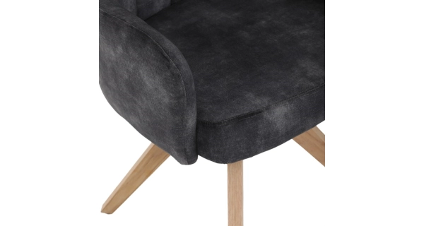 Otočná jídelní židle ARQUINHAL, černá látka, dub