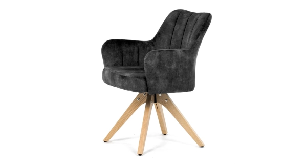 Otočná jídelní židle ARQUINHAL, černá látka, dub