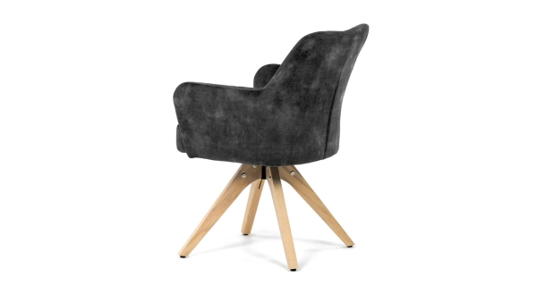 Otočná jídelní židle ARQUINHAL, černá látka, dub