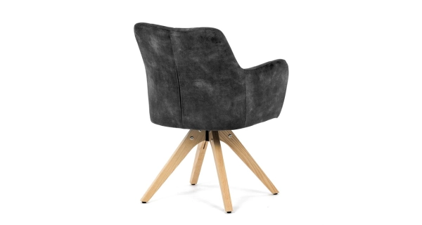 Otočná jídelní židle ARQUINHAL, černá látka, dub