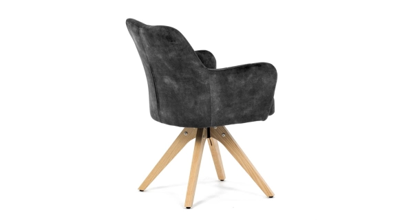 Otočná jídelní židle ARQUINHAL, černá látka, dub