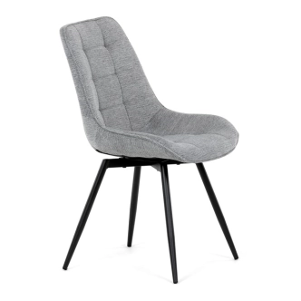 Otočná jídelní židle BELTORHAL, šedá látka, černý kov